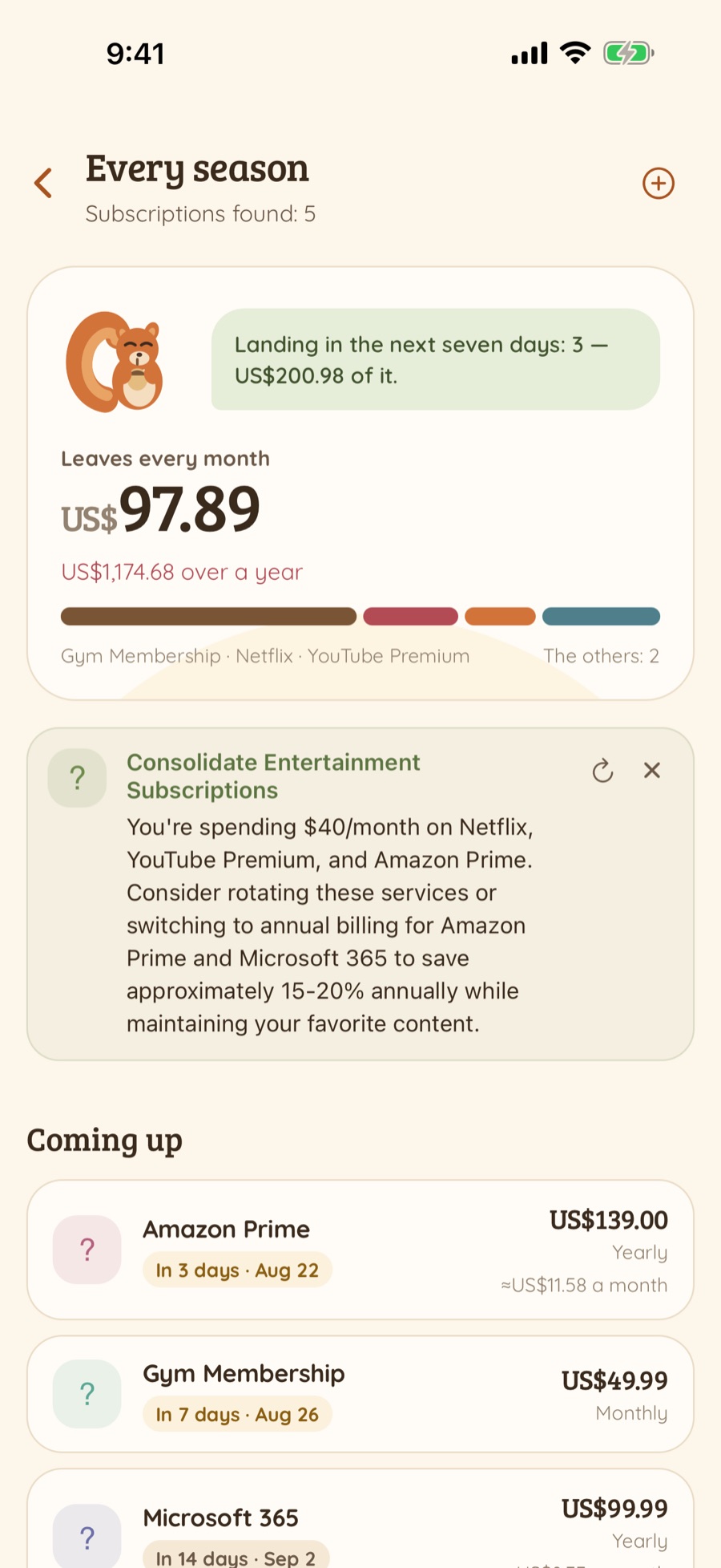 Waisly: subscriptions